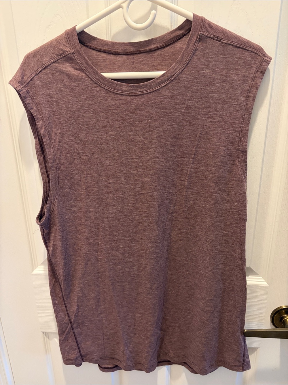 Sleeveless mens athletic mauve top